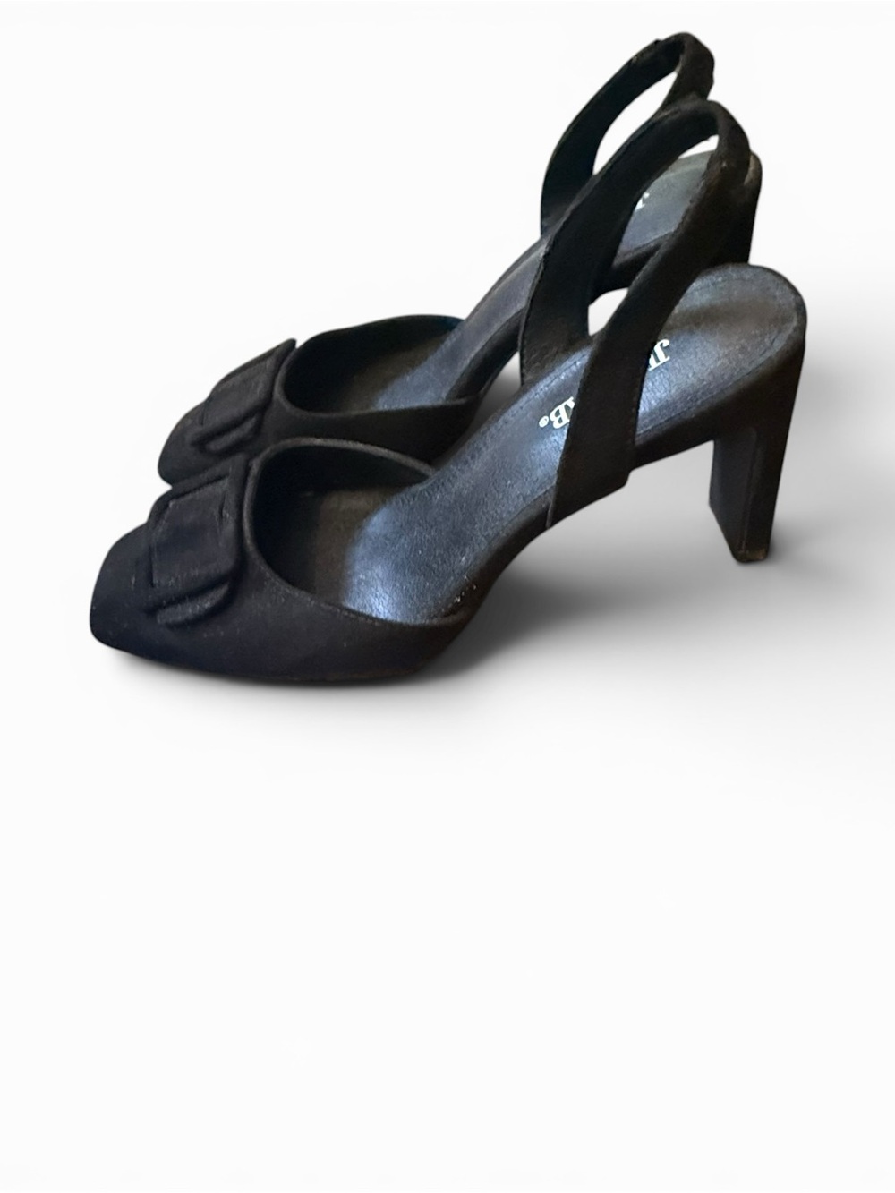 JustFab Heels Black Slingback Pump with Bow Size 8